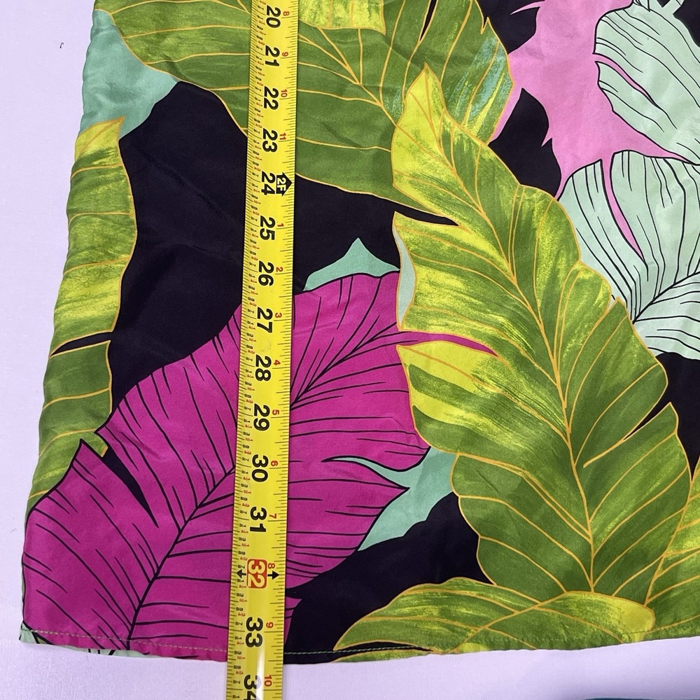 Tori Richard Honolulu Medium Green Pink Black Hawaiian 100% Silk Resort Dress - Picture 8 of 13